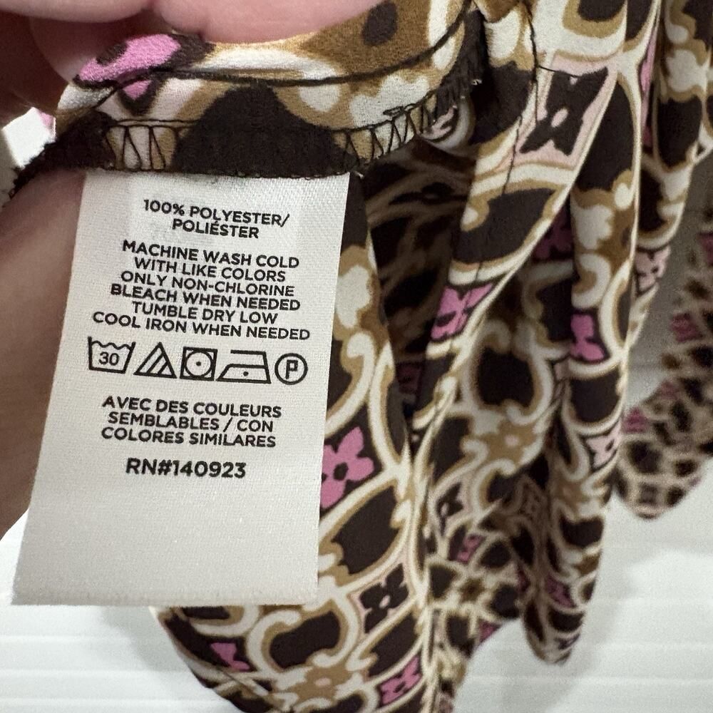 Ann Taylor Loft | Top Long Sleeve Brown Pink Career- Size Large - Picture 8 of 9
